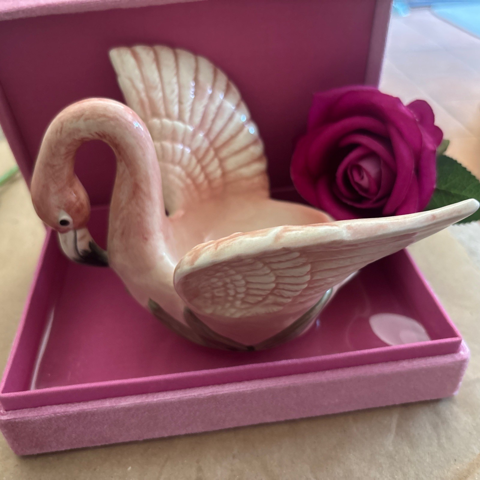VTG 1986 Fitz & Floyd Ceramic Pink Flamingo Votive Candle Holder Japan VTG 1986 Fitz & Floyd Ceramic Pink Flamingo Votive Candle Holder Japan