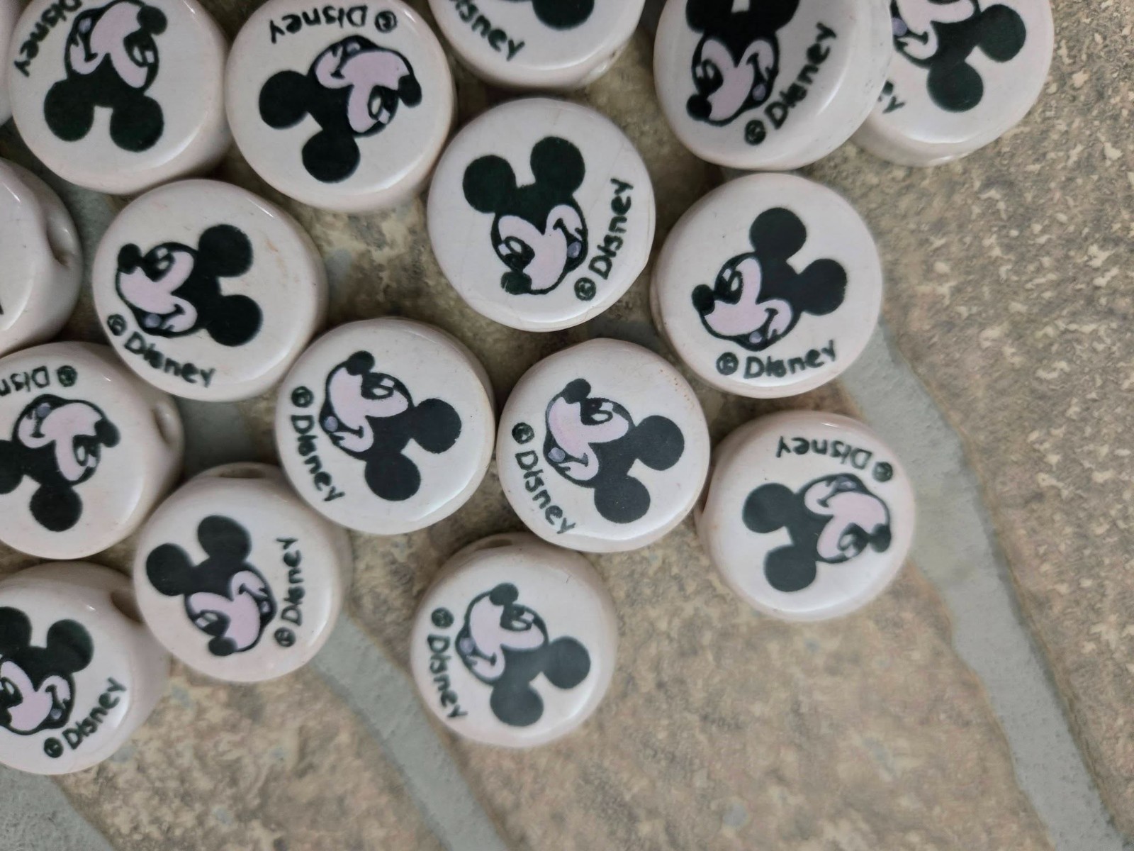 Vintage HTF Mickey mouse ceramic bead lot lil loop? 48 BEAD BUNDLE Vintage HTF Mickey mouse ceramic bead lot lil loop? 48 BEAD BUNDLE