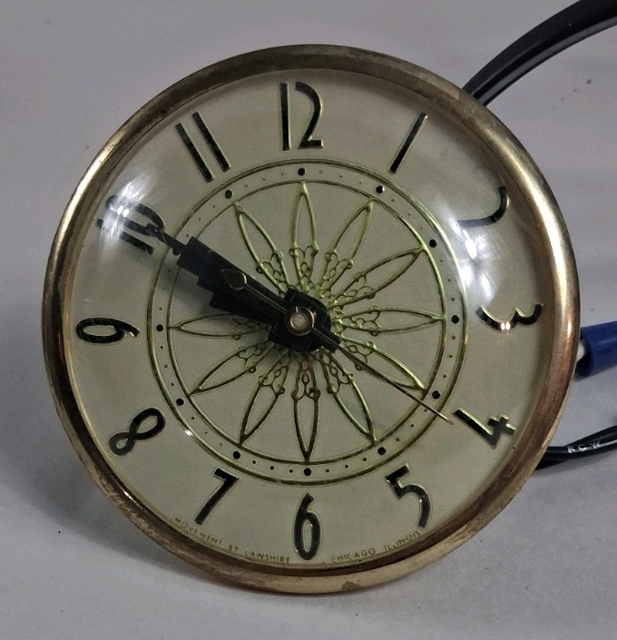 Vintage Lanshire XLT Electric Clock Insert 1950s Mid Century Starburst Tested