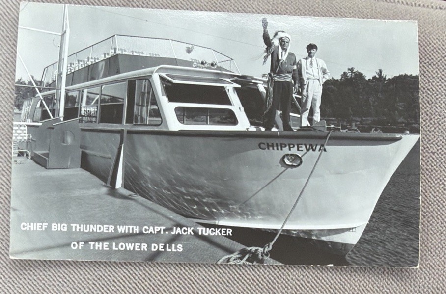RPPC Chief Big Thunder with Capt Jack Tucker, Lower Dells, WI Vintage  Postcard