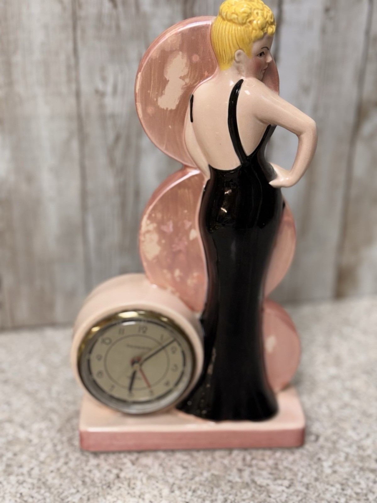 Vintage SARSAPARILLA 80's  Art Deco  Japan Blonde Bombshell/Pinup Clock Figurine