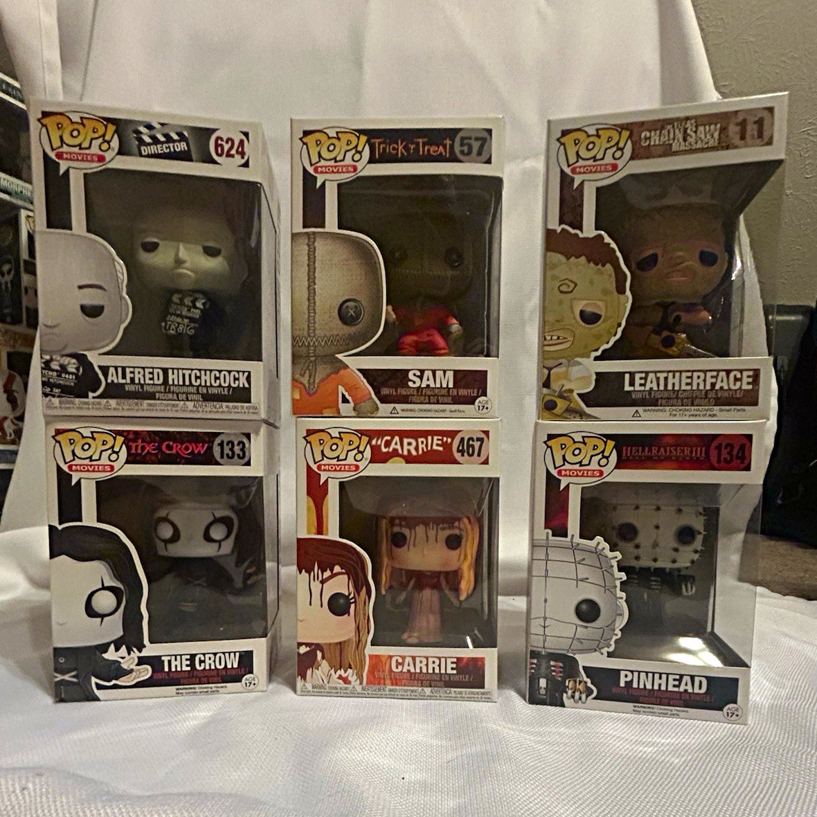 Funko Pop Horror Lot of 6 Leatherface Sam Pinhead Crow Carrie Hitchcock Vaulted