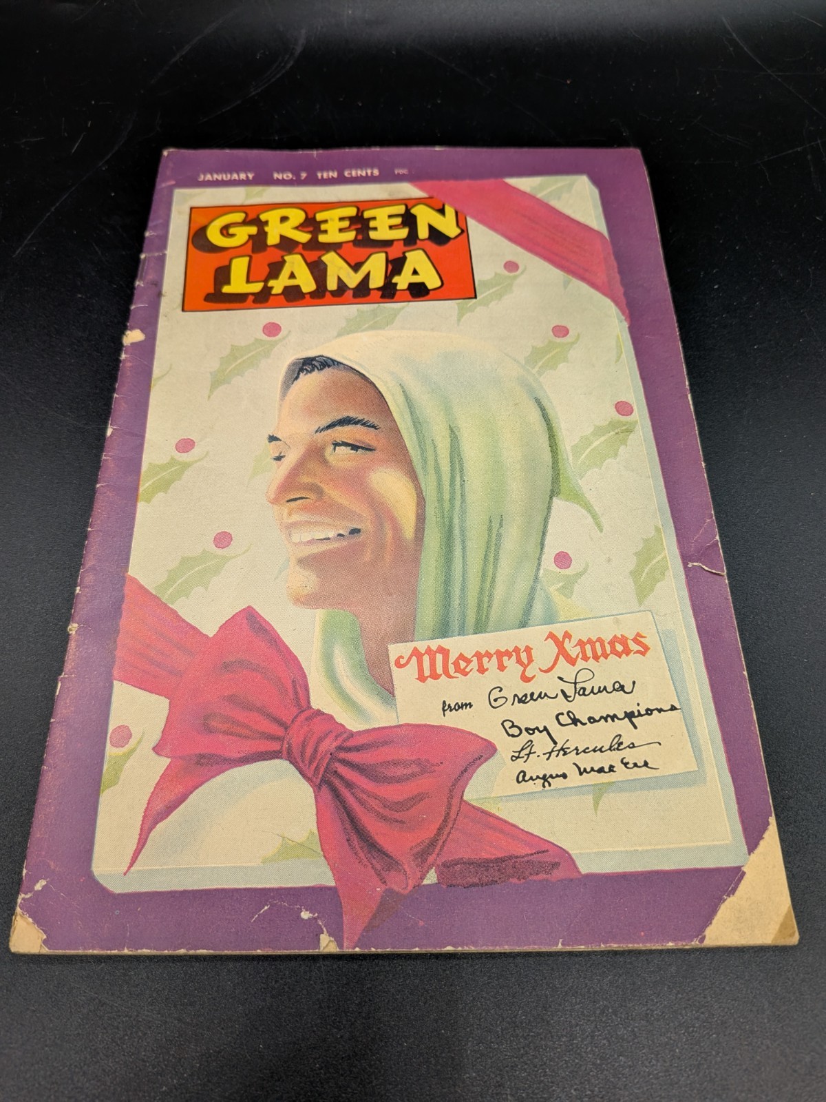 GREEN LAMA #7 Comic 1946 SPARK-WWII-MAC RAYBOY-Christmas cover