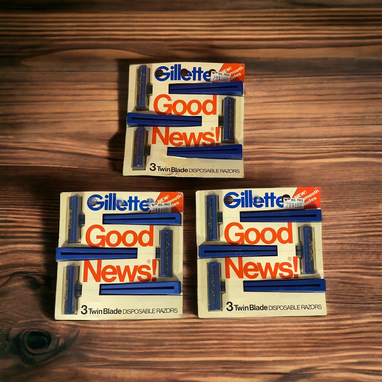 Vintage Gillette Good News 3 Twin Blade Disposable Razors NOS 3 Packs 1980’s New