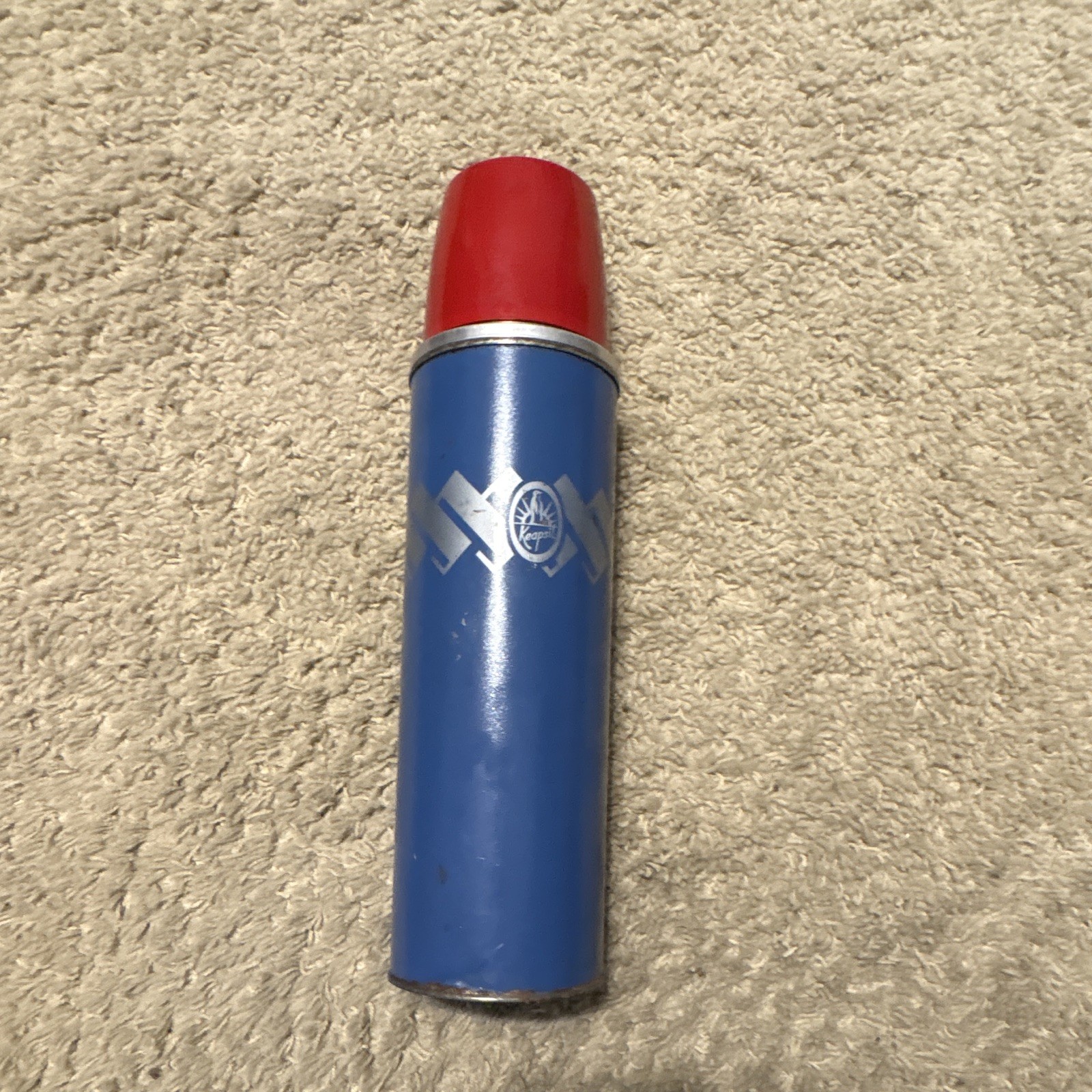 Keapsit Vintage Cobalt Blue Red Metal Thermos