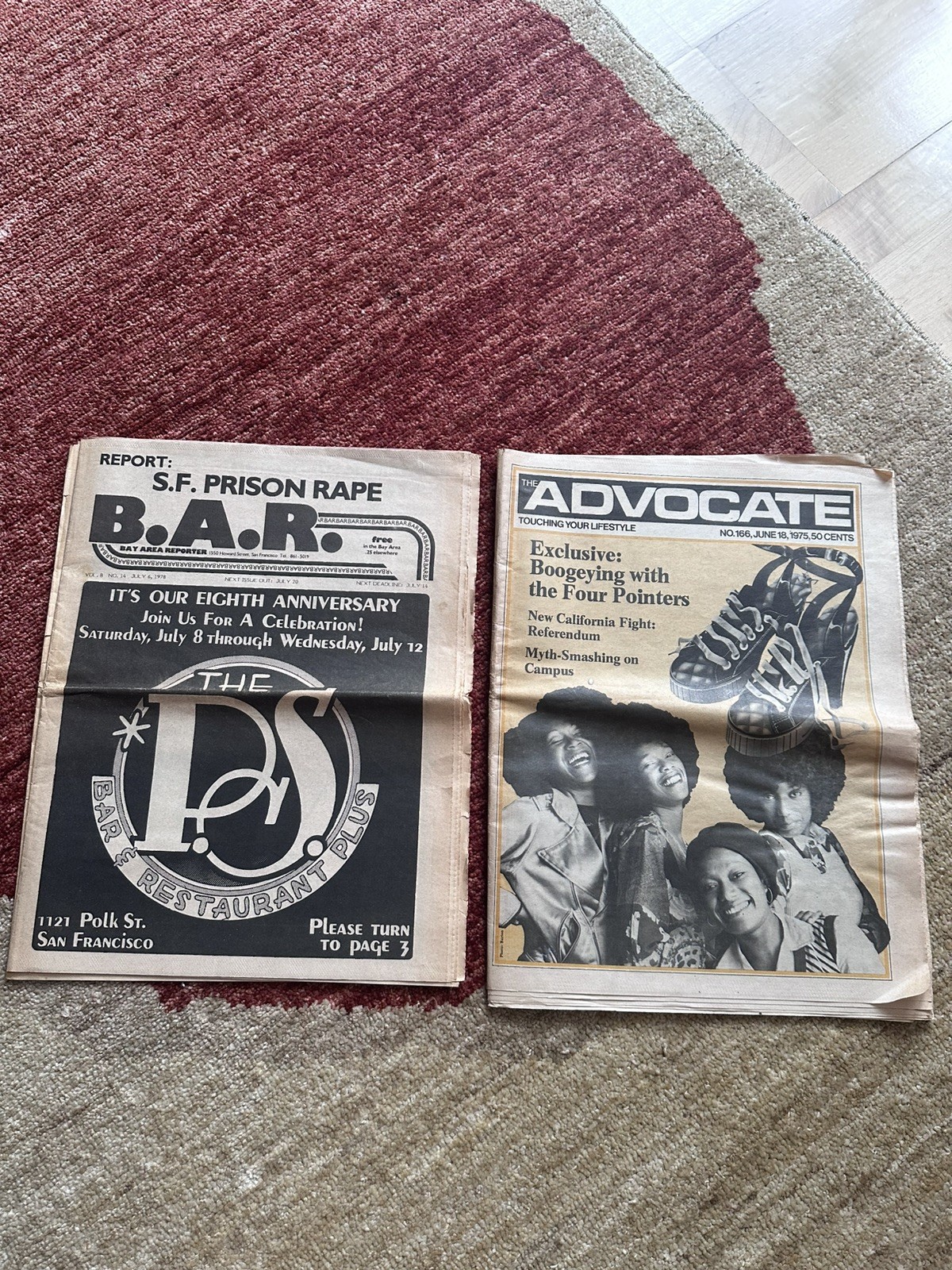 Vintage Gay Time-Capsule Papers from 1970S Pre-Aids San Francisco BAR & Advocate
