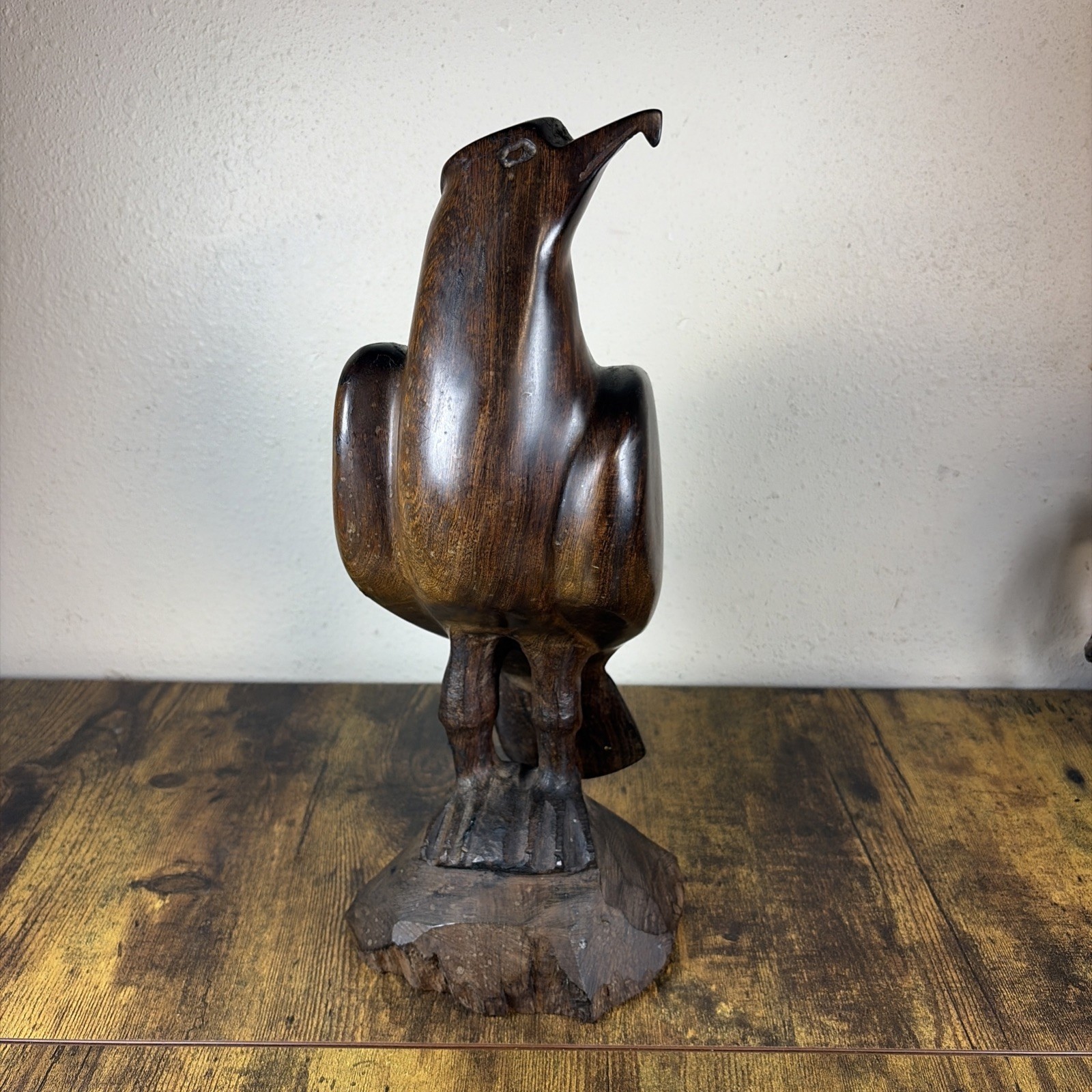 Vintage Hand Carved Ironwood 15\'\' Eagle, Falcon, Hawk, Bird Of Prey wood Decor