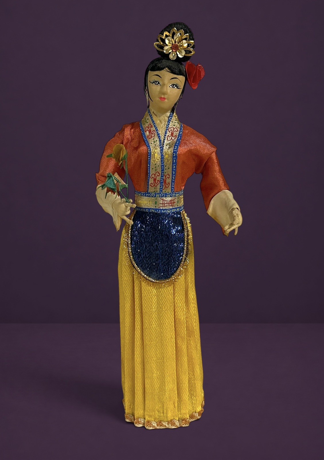 Vintage Chinese Traditional Costume Cloth Doll Figurine Handmade Taiwan Souvenir