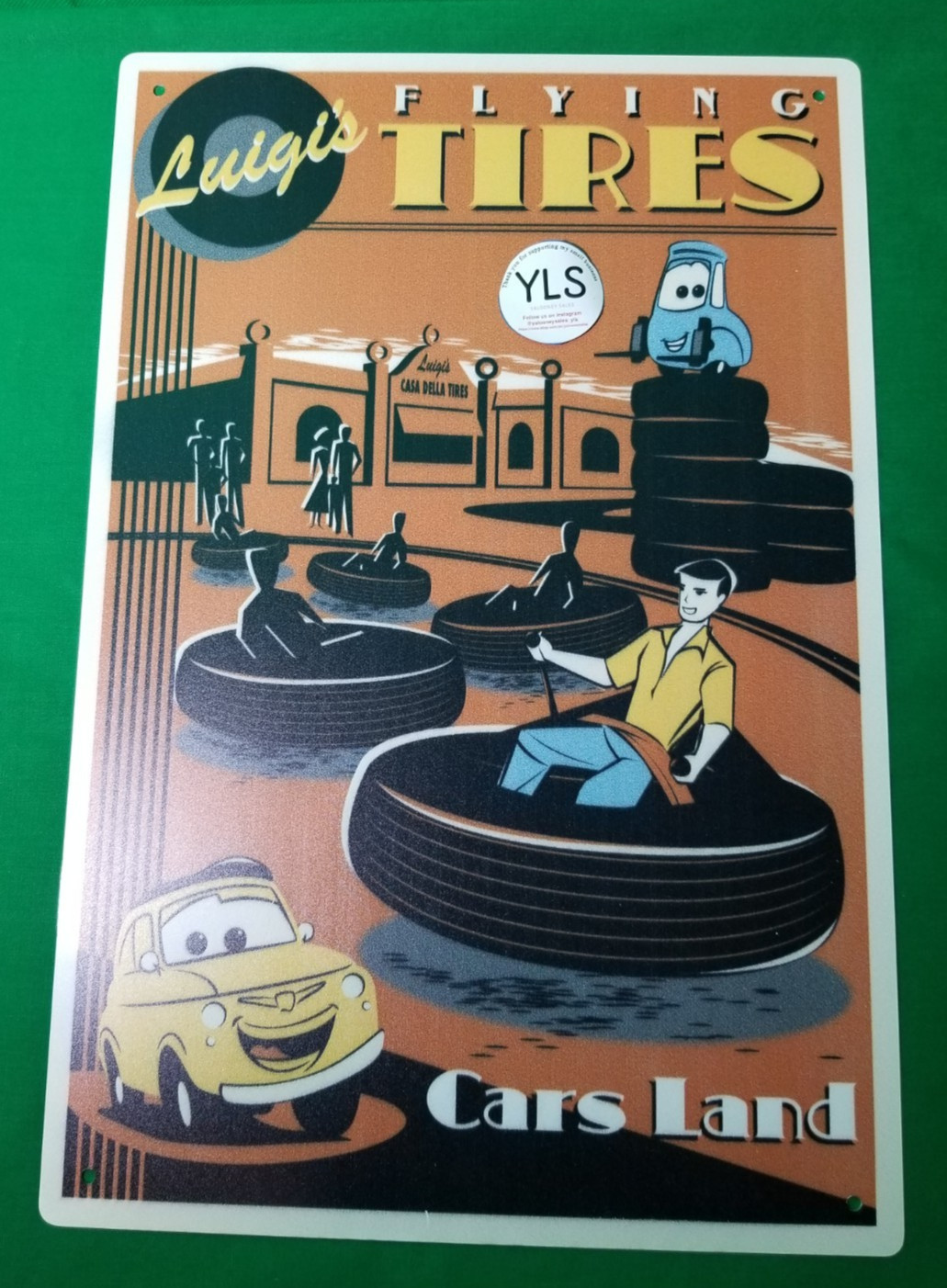 Disney Parks 2012 Release Luigi\'s Flying Tires Metal Sign DCA Cars Land NWT