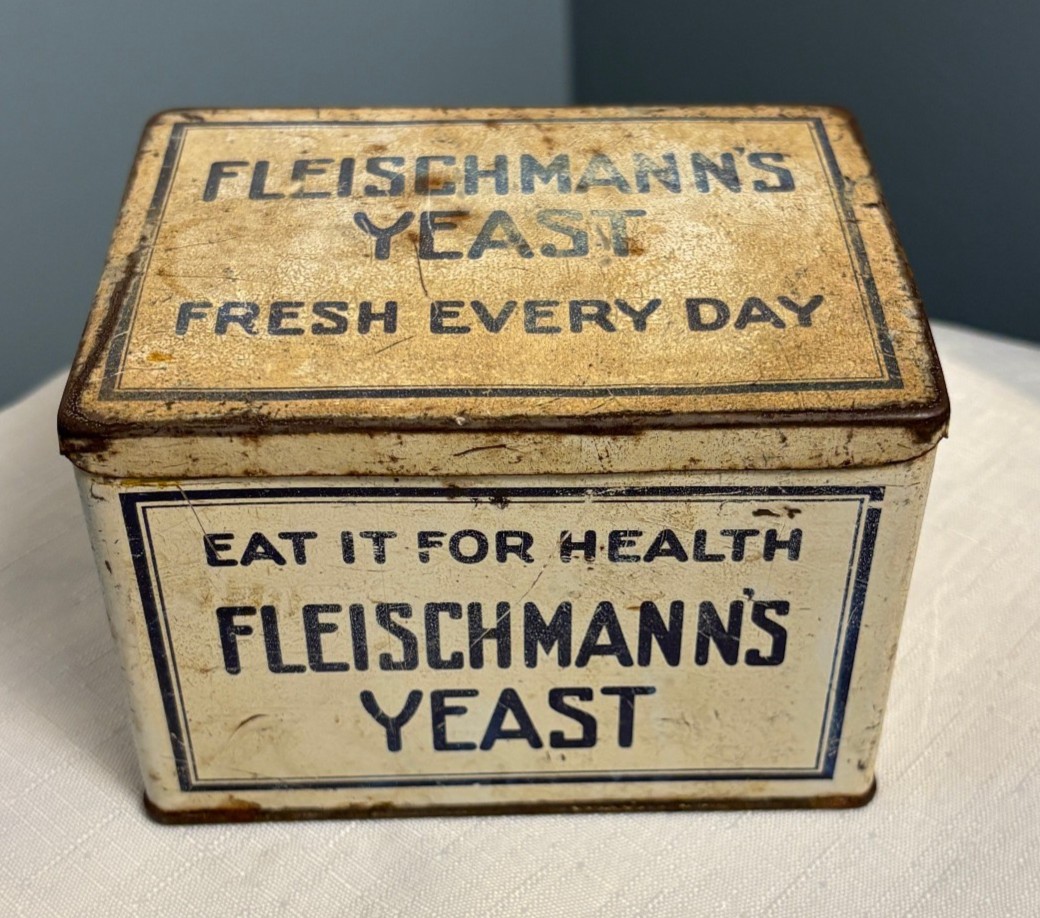 Early 1900s Vintage Fleischmann\'s Yeast Advertising Tin w/ Lid - Fresh Every Day