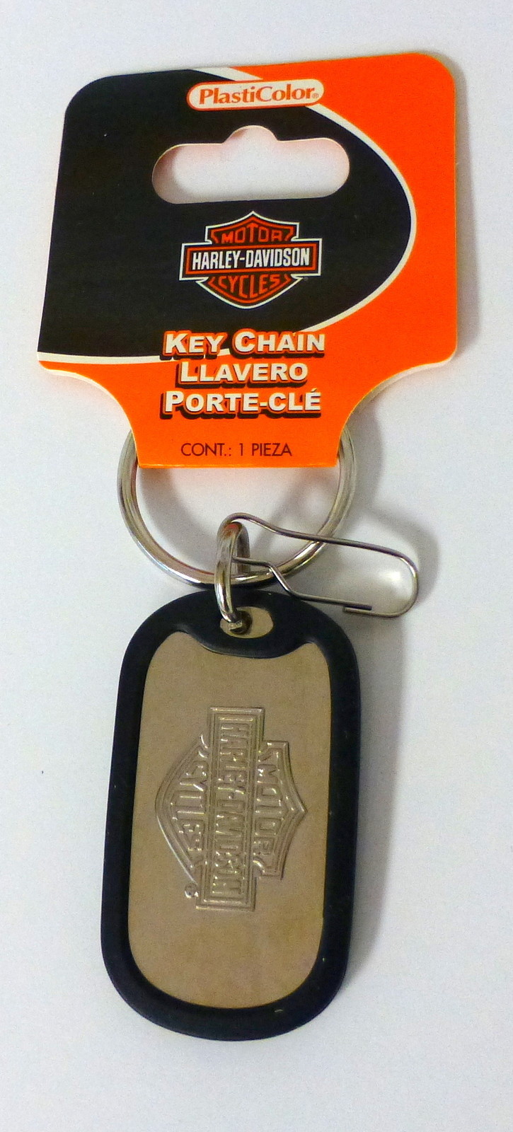 Harley-Davidson Rubber Tag Bar & Shield Metal Key Chain Dog Tag NEW
