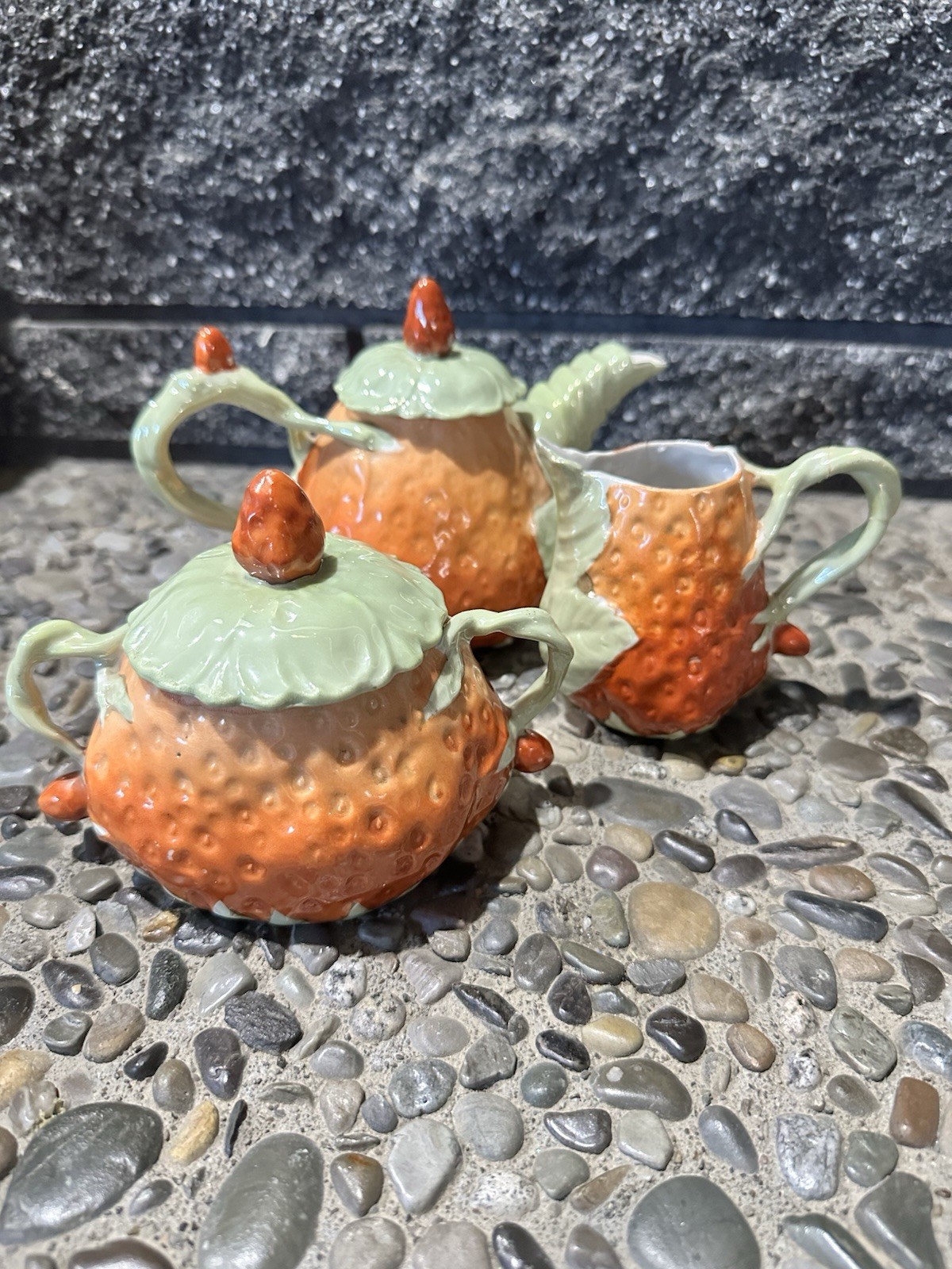 Antique Royal Bayreuth Germany Strawberry Tea Set Flawless Teapot Mold 744 784
