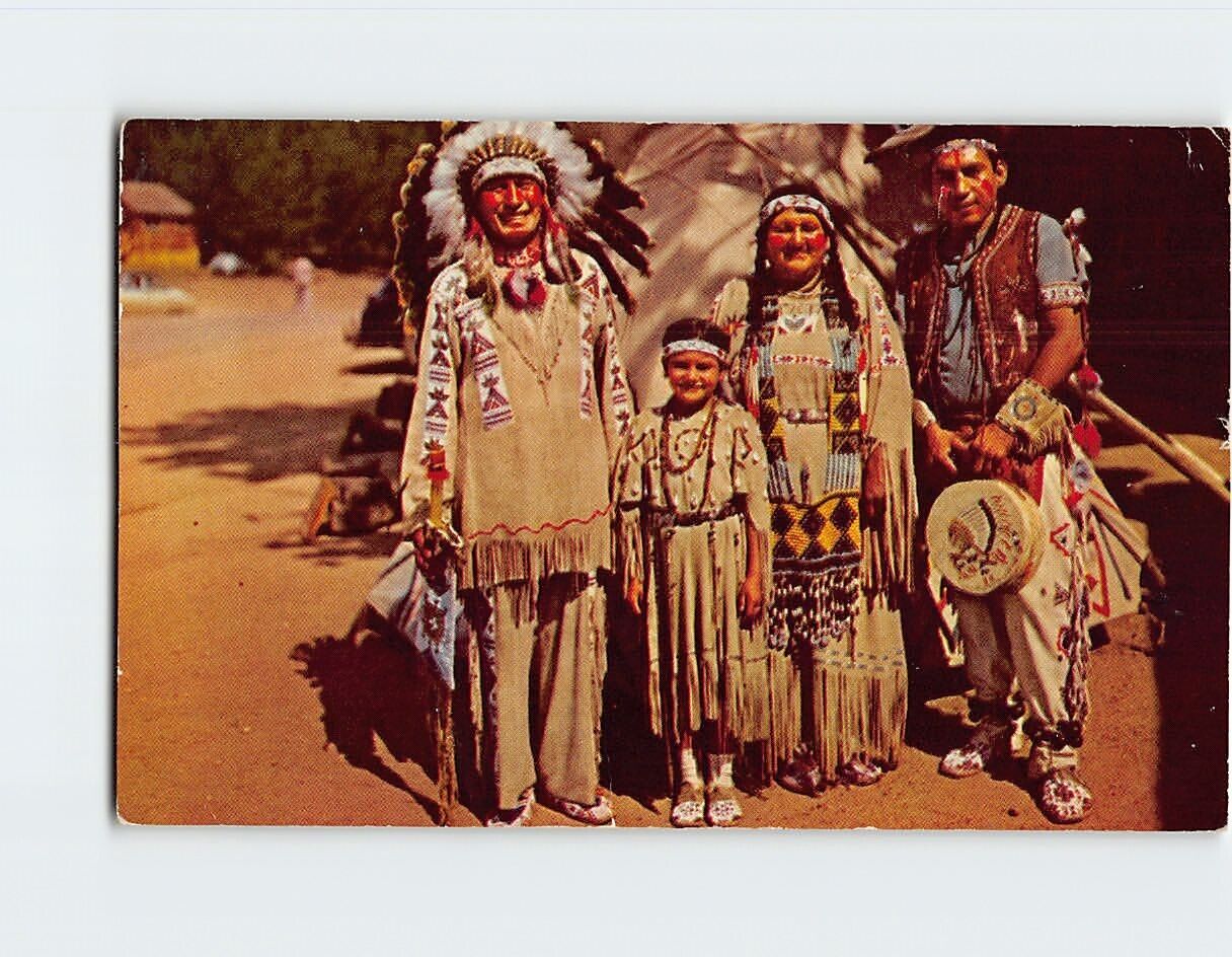 Postcard Chief Running Horse and Family Native Americans