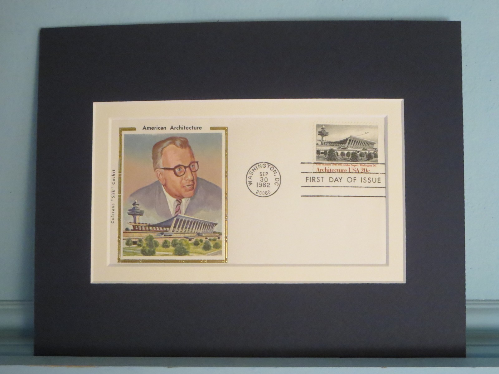 Architect Eero Saarinen designs Dulles Airport  & First Day Cover of its stamp  