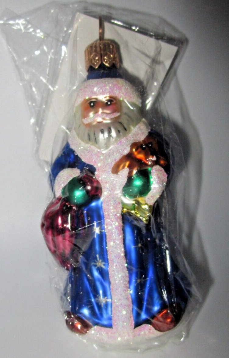Radko Vintage PETITE PERE NOEL 98-024-0 Santa Christmas Ornament Blue New NWT