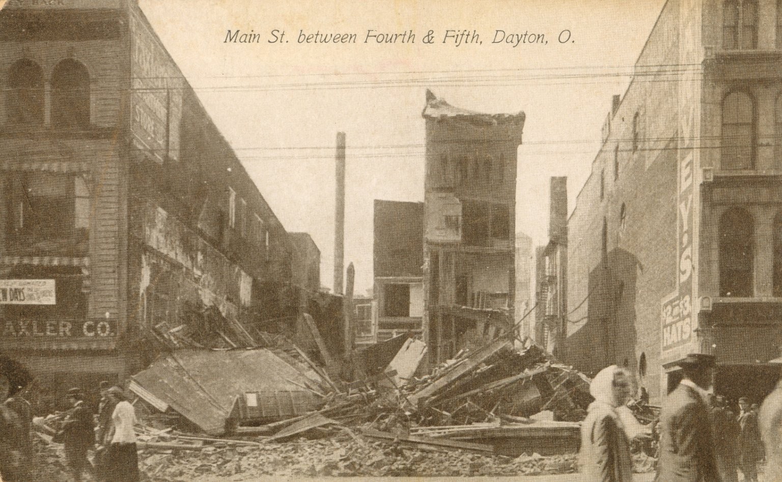 Dayton, OH Flood 1913 Main St. Disaster RPPC Style Acmegraph Postcard