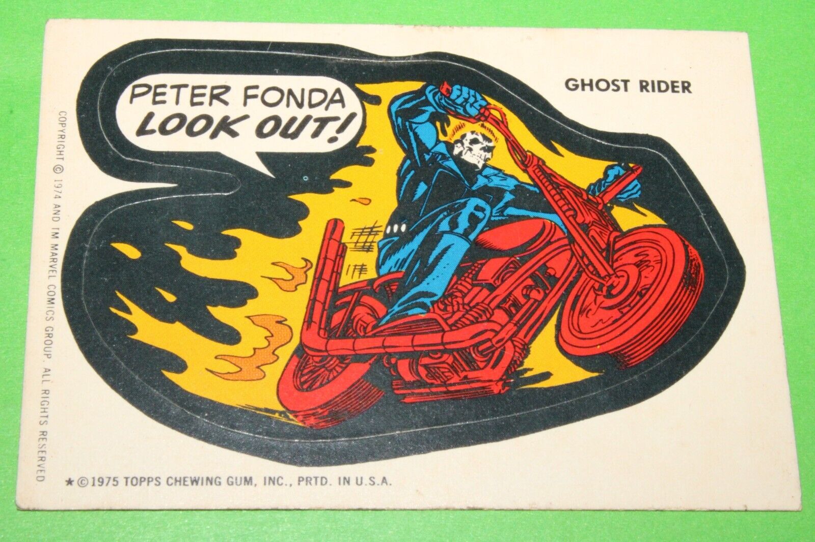 1974 1975 TOPPS MARVEL SUPER HEROES STICKERS GHOST RIDER PETER FONDA LOOK OUT