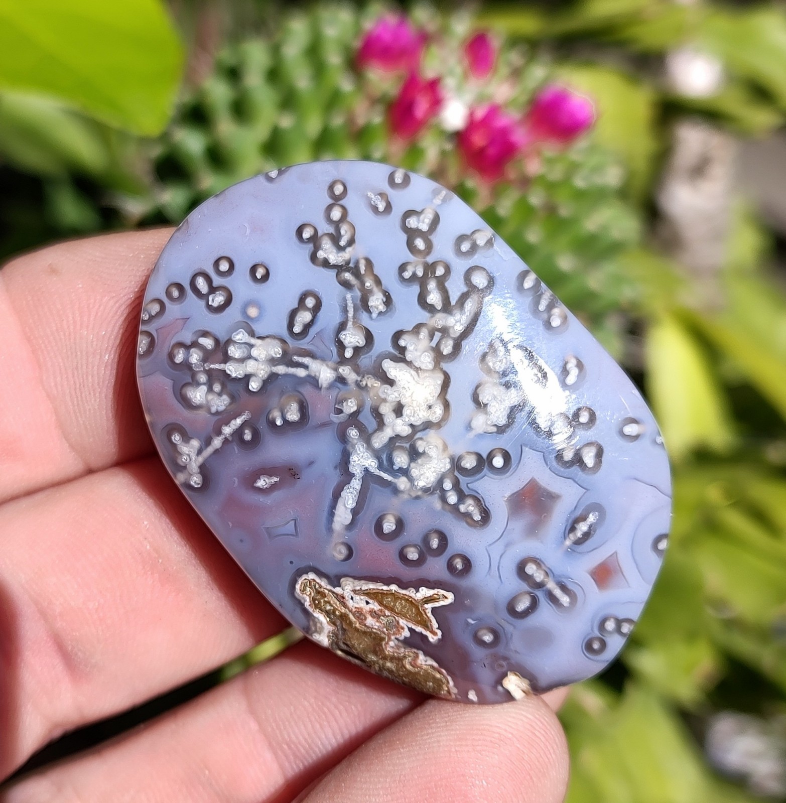 Mozambique Tube Agate Palm Stone,Gorgeous 44g Natural Pink/Blue Swazi Tube Agate Mozambique Tube Agate Palm Stone,Gorgeous 44g Natural Pink/Blue Swazi Tube Agate