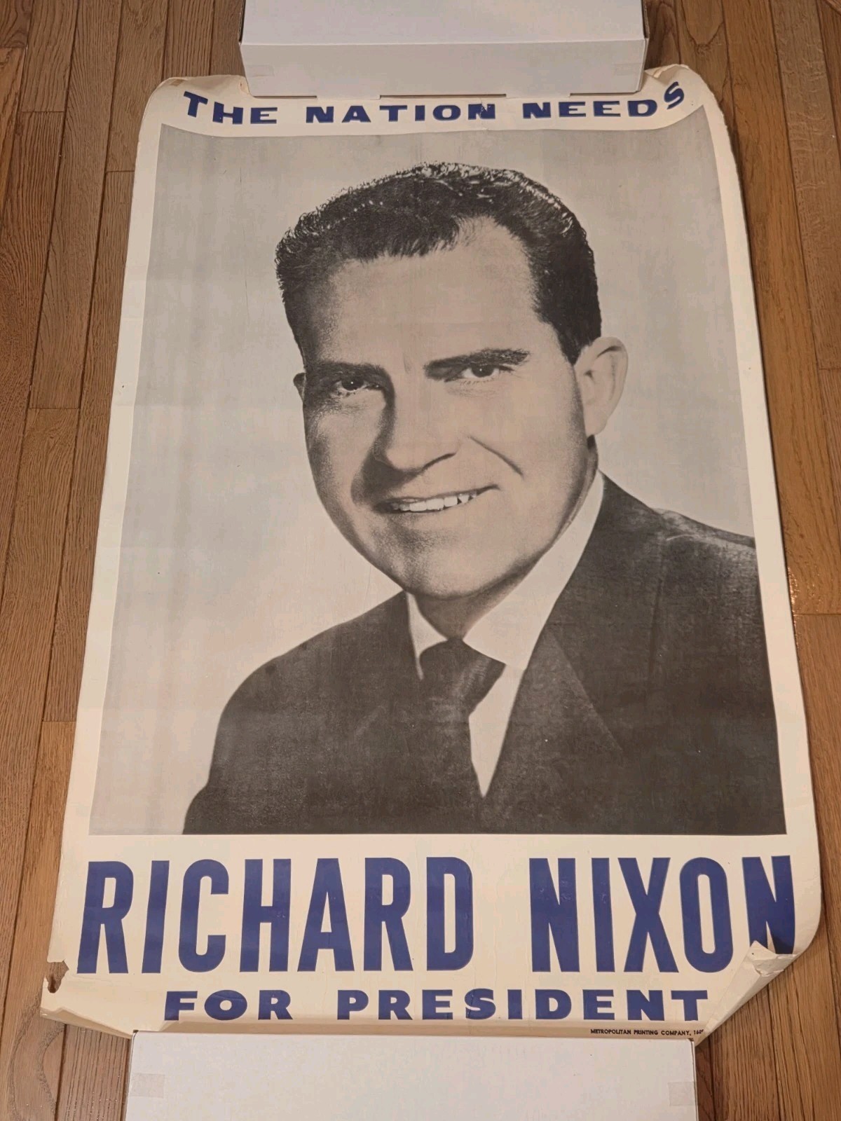 Vintage Richard Nixon Campaign Poster Paper 43.5x28 The World Needs President