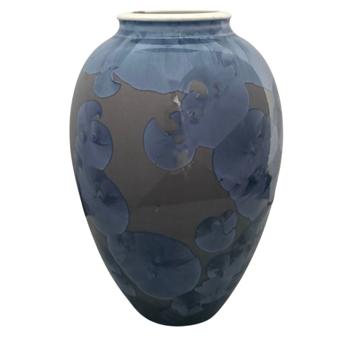 Blue Crystalline Glaze Pottery Vase 7” Studio Art Ceramic Handmade Signed Decor