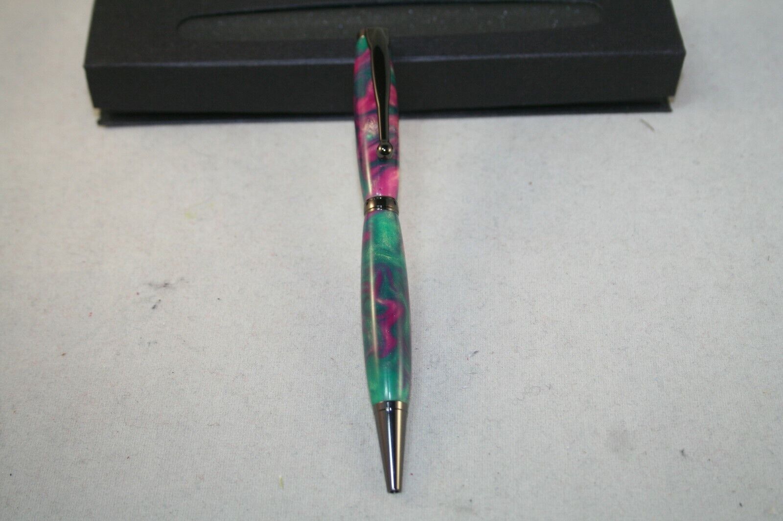 Handmade Pomegranate Martini (Green & Pink Swirls) Pen with Gun Metal Parts