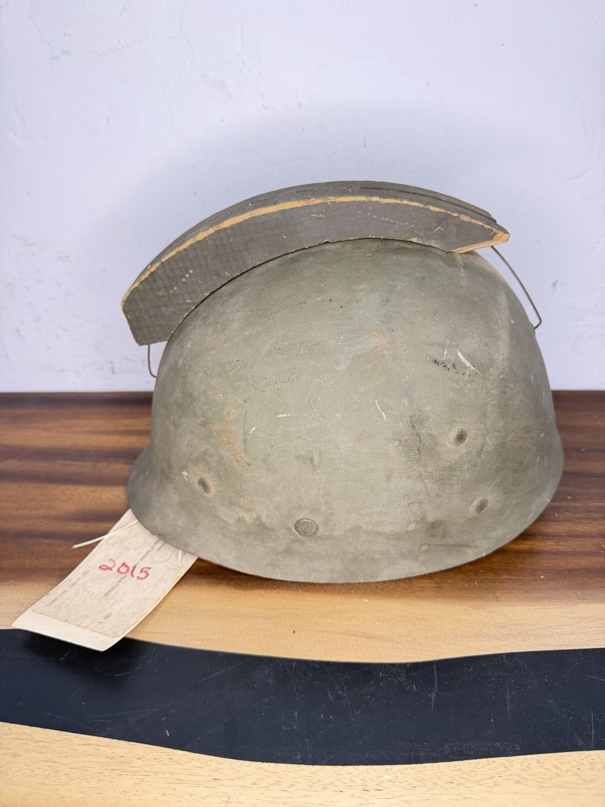 Vintage US M1 Helmet Liner With Custom Sniper Training Foliage Wood Mount