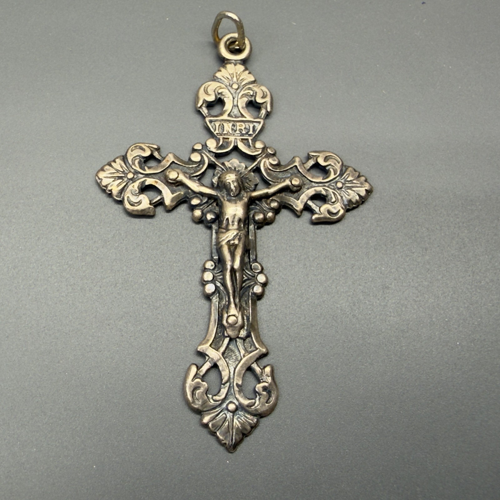 Vintage sterling silver Baroque crucifix stamped AP