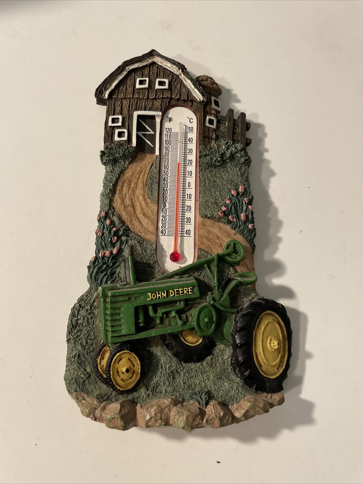 john deere resin thermometer Tractor Barn Wall Hanging