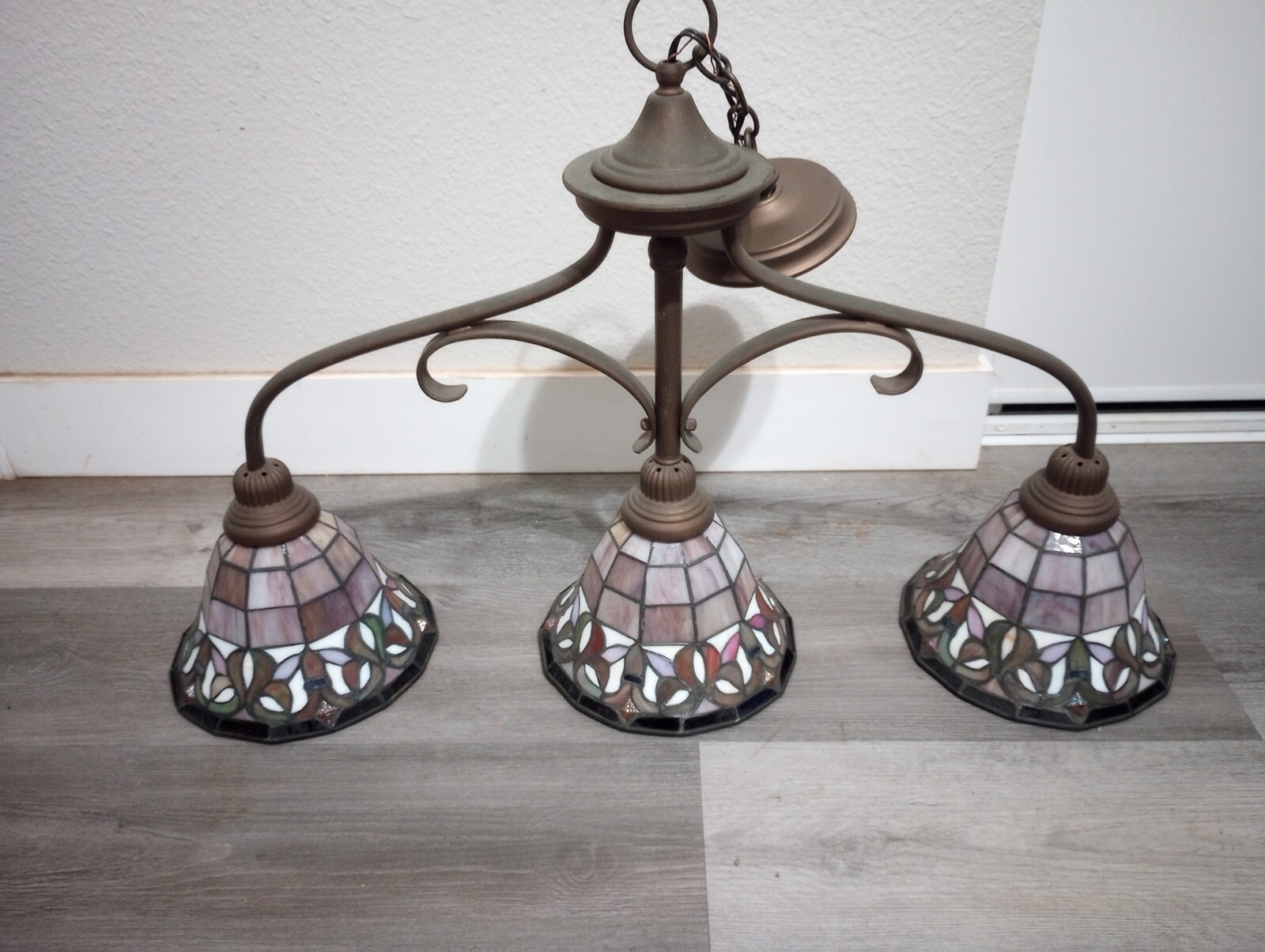 3 PC Vintage Tiffany Style Stained Glass Bell 8.5 Shaped Ceiling Light Fixture
