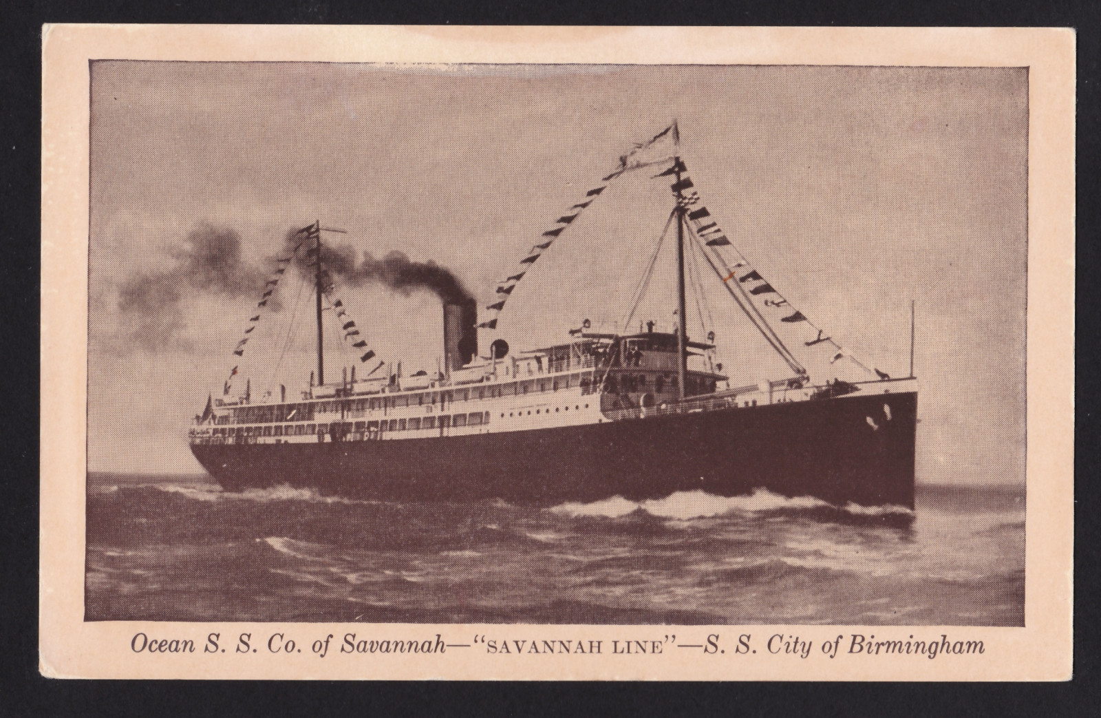 c1935 Savannah Line SS City Birmingham ship before sunk 1942 WWII postcard