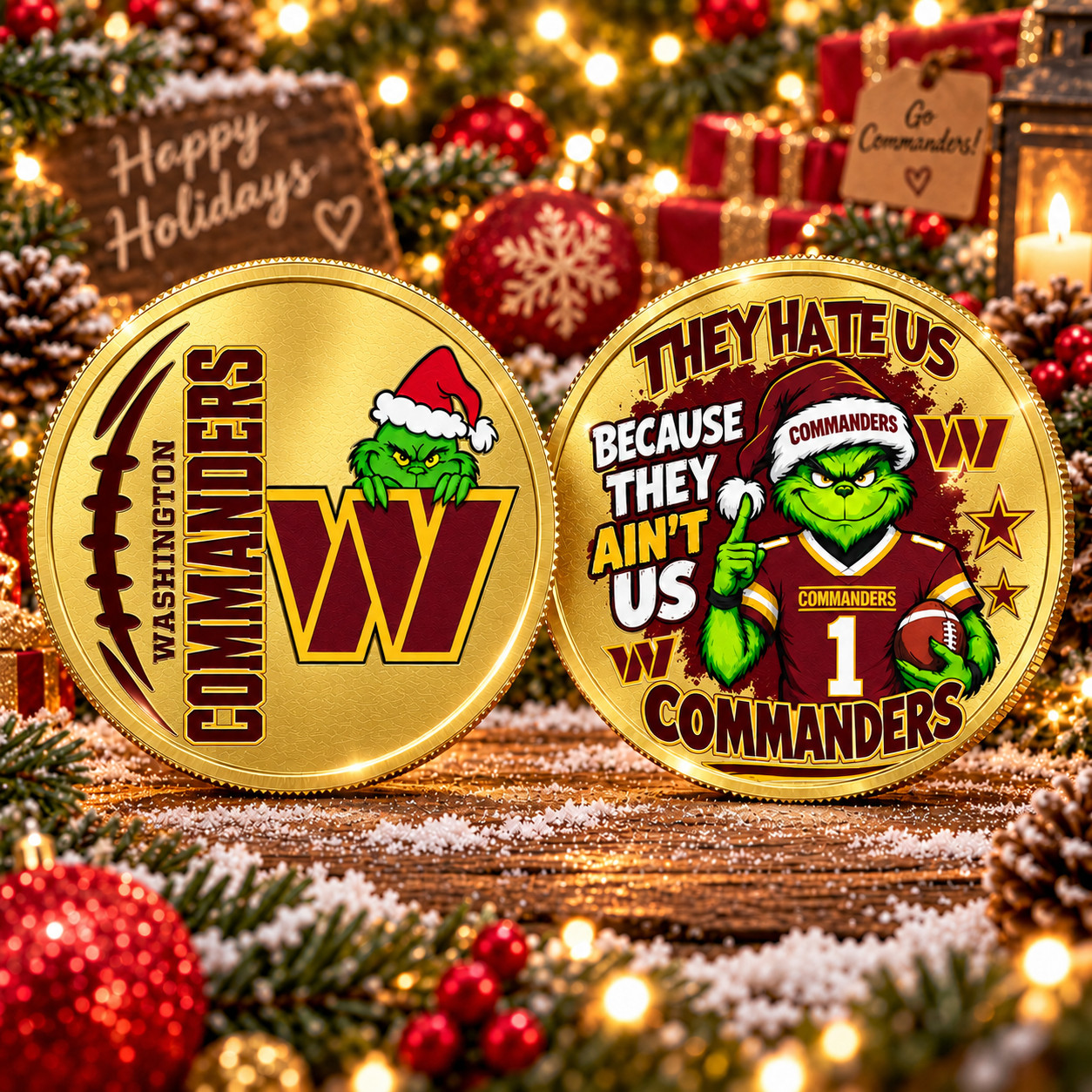 Washington Redskins Grinch Christmas Vibes Commemorative Coin
