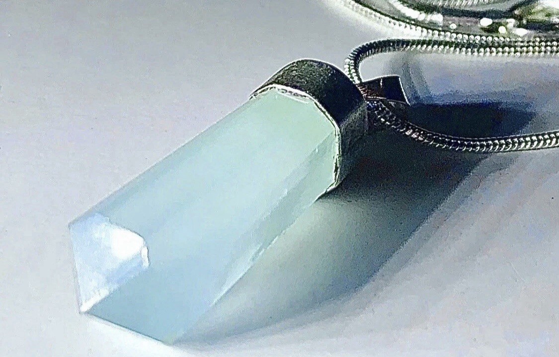 The Stone Of Luck: Untreated Raw Aquamarine Crystal Necklace Natural Specimen