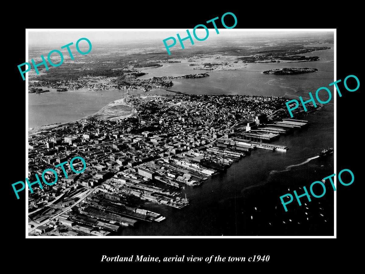 Portland Maine Aerial View Of The Town c1940 Old Large Historic Photo