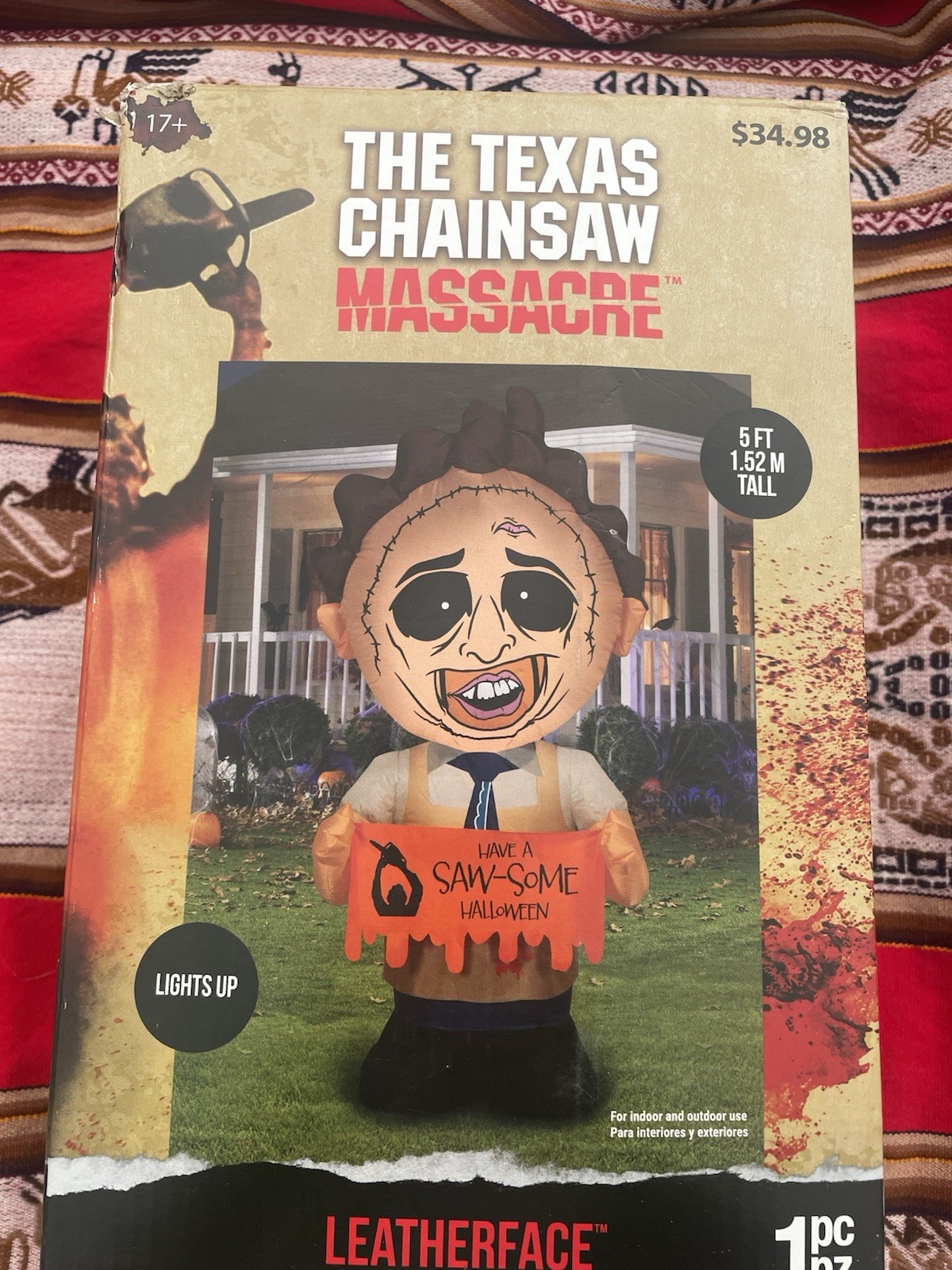 Texas Chainsaw Massacre Leatherface 5 Ft Halloween Inflatable Gemmy Lights Up