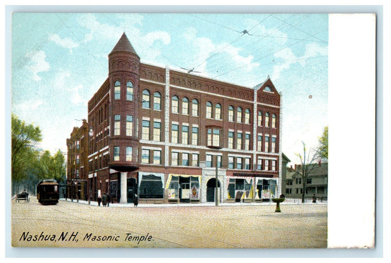 c1905s View of the Masonic Temple, Nashua New Hampshire NH Unposted Postcard