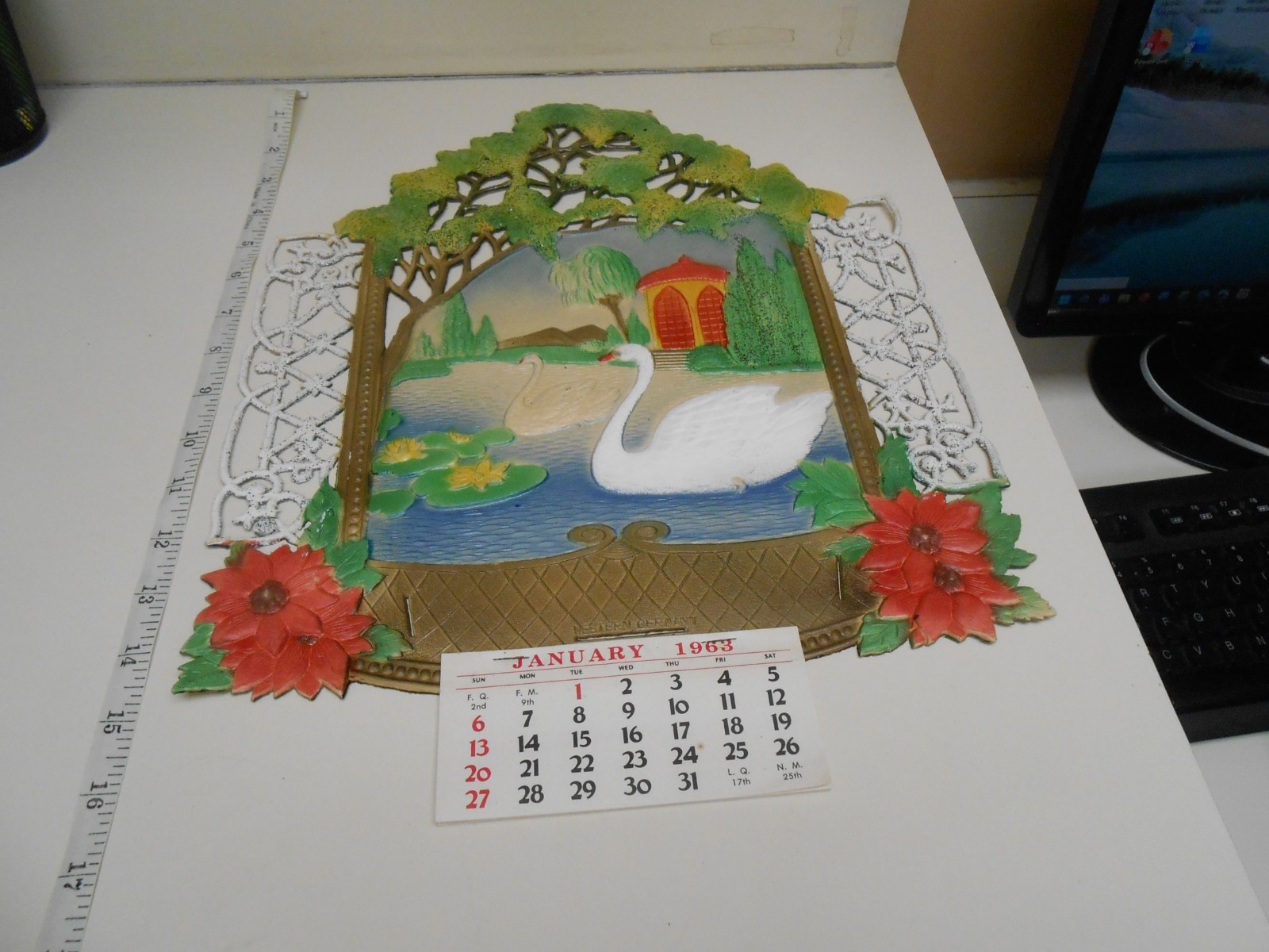 10 Vintage 1970's German Die Cut Embosssed Scene Calendars