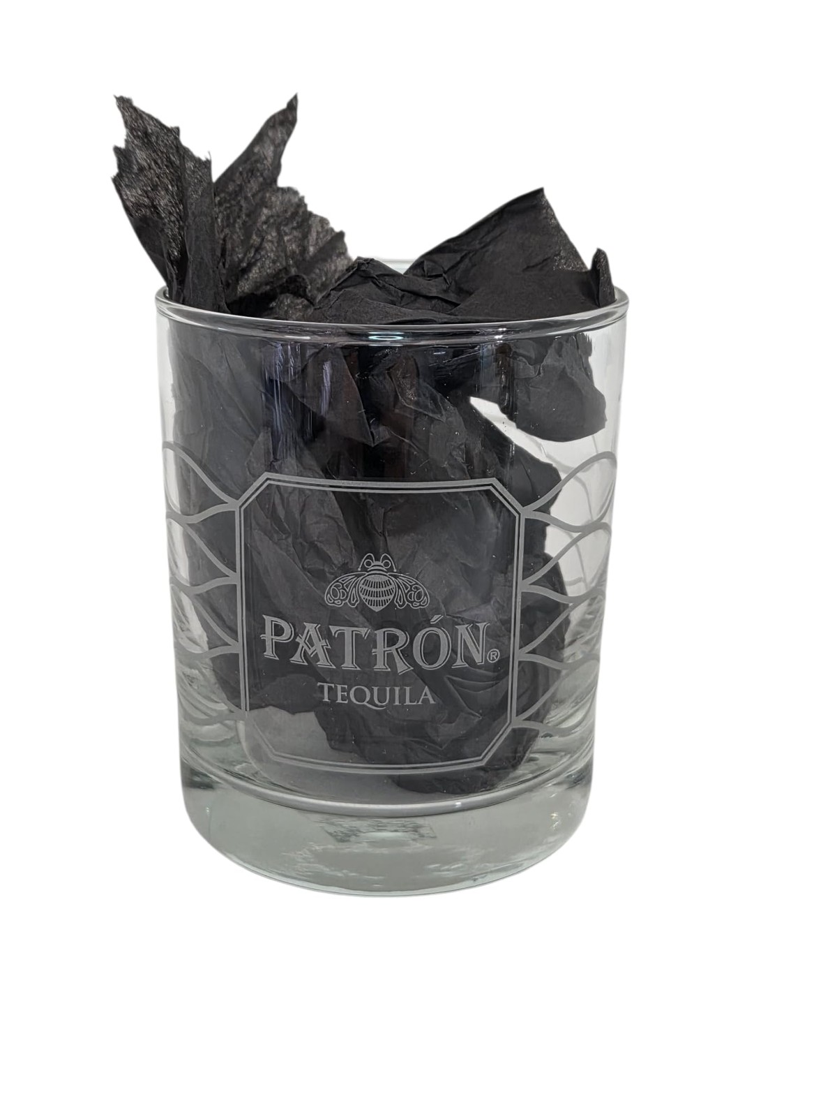 THE PATRON Patrón Tequila Rocks Glass, Clear, Etched Logo, Old Fashioned Style