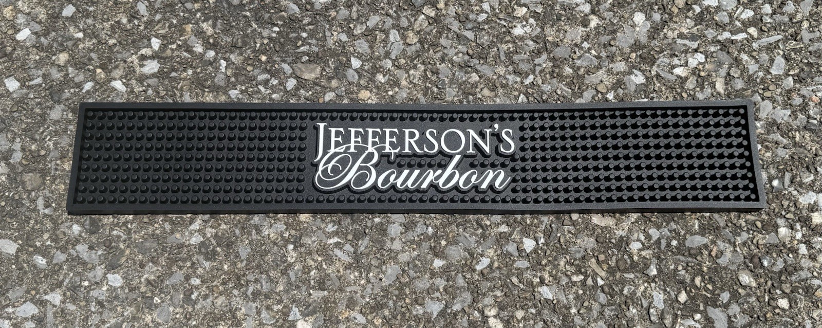 Jefferson’s Bourbon Bar Rail Mat Black/White 3.5”x 23.5” BRAND NEW