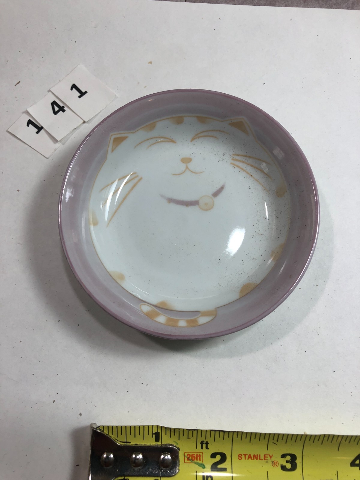 4x Fat cat design ceramic soy dish / saucer, PINK , 4\ 4x Fat cat design ceramic soy dish / saucer, PINK , 4\