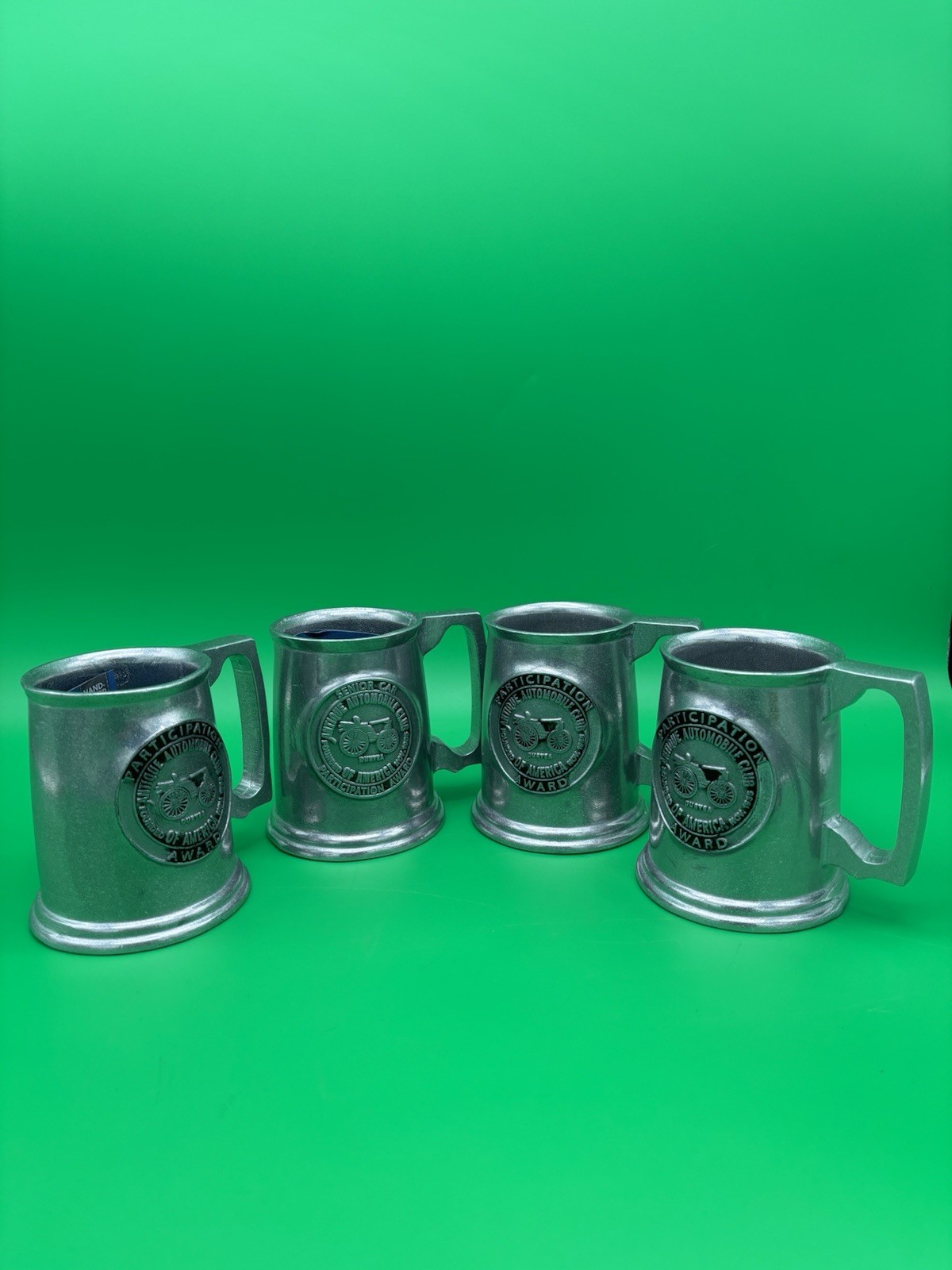 Lot 4 Vintage AACA Antique Automobile Club Award Mugs Pewtarex Style Aluminum