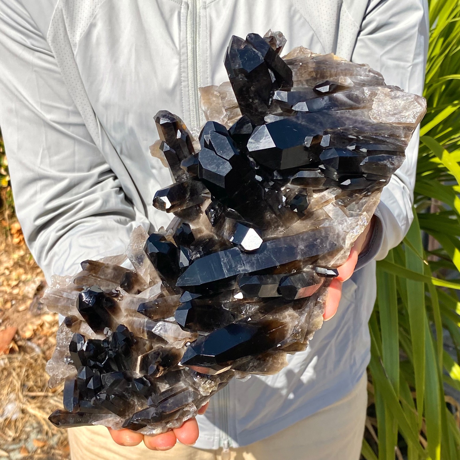 5.35LB Natural Black Smoky Quartz Crystal Cluster Raw Mineral Specimen