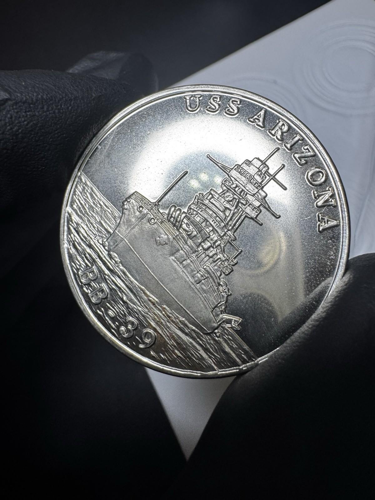 Rare Vintage USN USS Arizona BB-39, USS Missouri BB-63 Challenge Coin