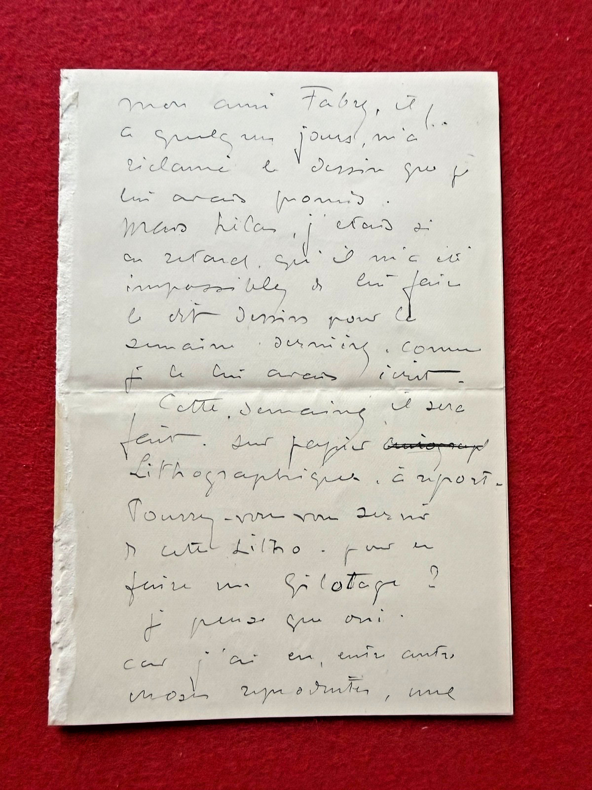 CD51-LETTER - AUGUSTE LEPÈRE - TO RENÉ BASCHET - LITHOGRAPH - SOLD - 1894