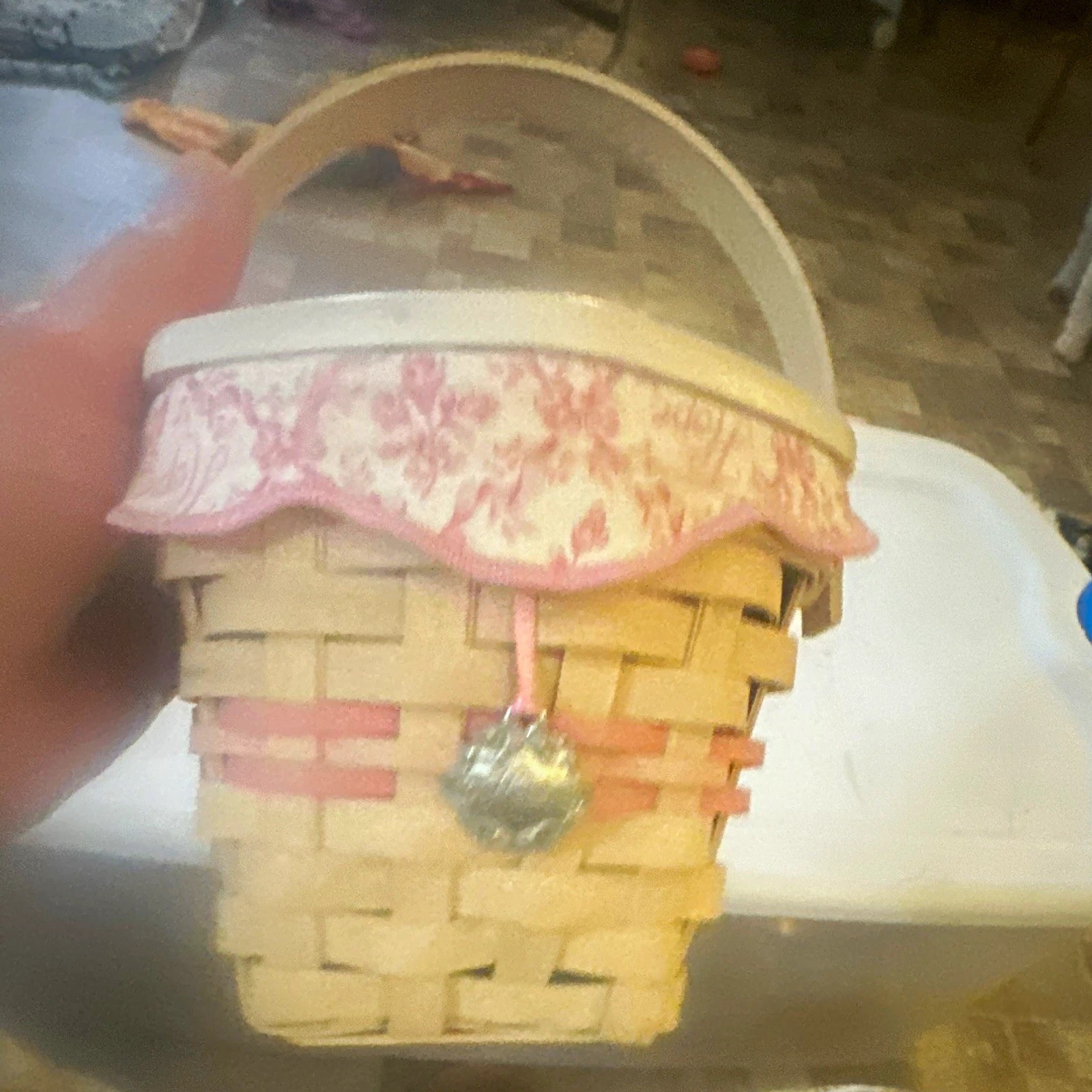 Longaberger Small Square Handwoven Storage Basket w/ Lid Handle Liner ACS 2001