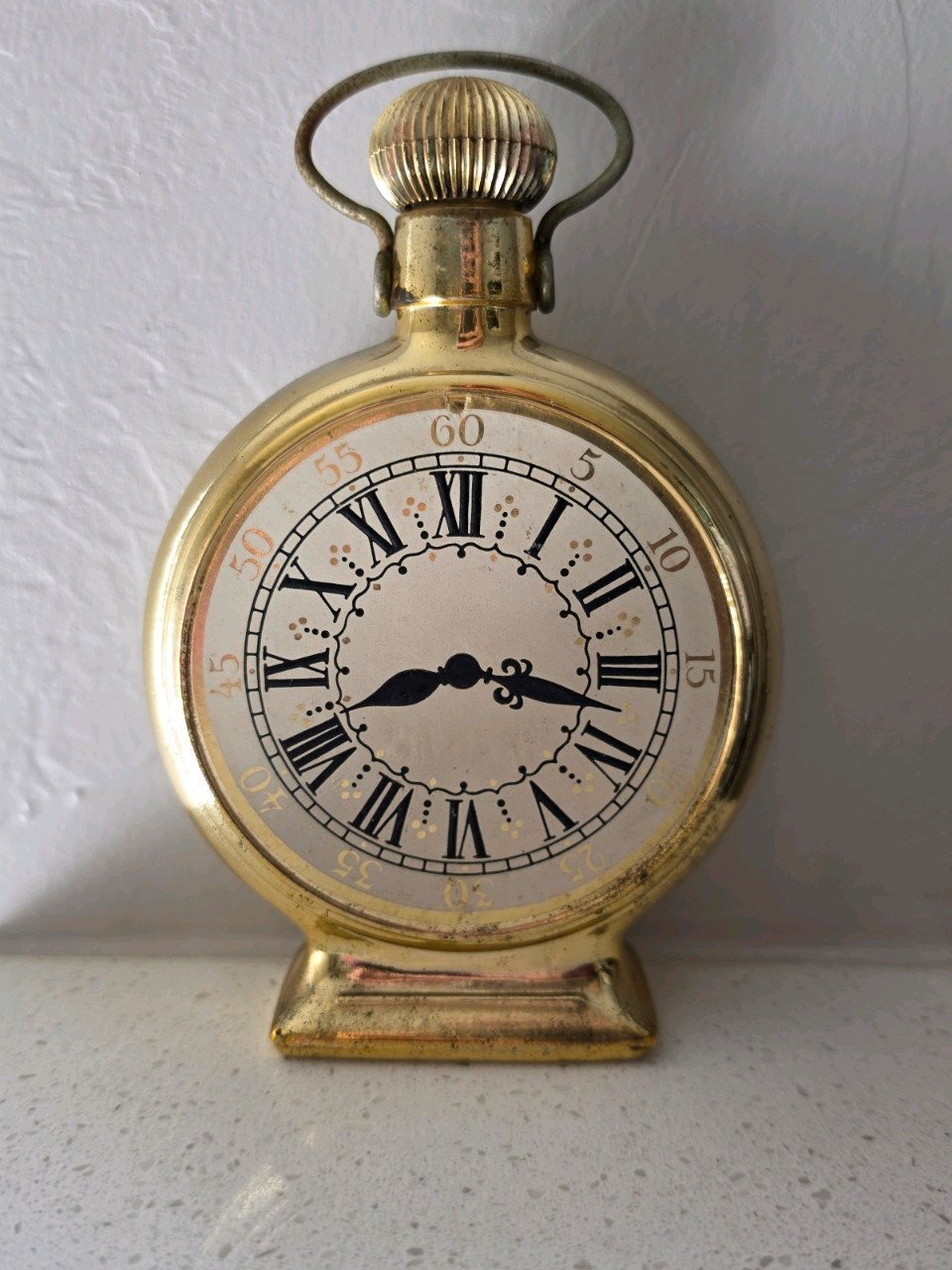 Vintage Avon Wild Country After Shave Bottle Gold Pocket Watch Clock Empty 6 oz