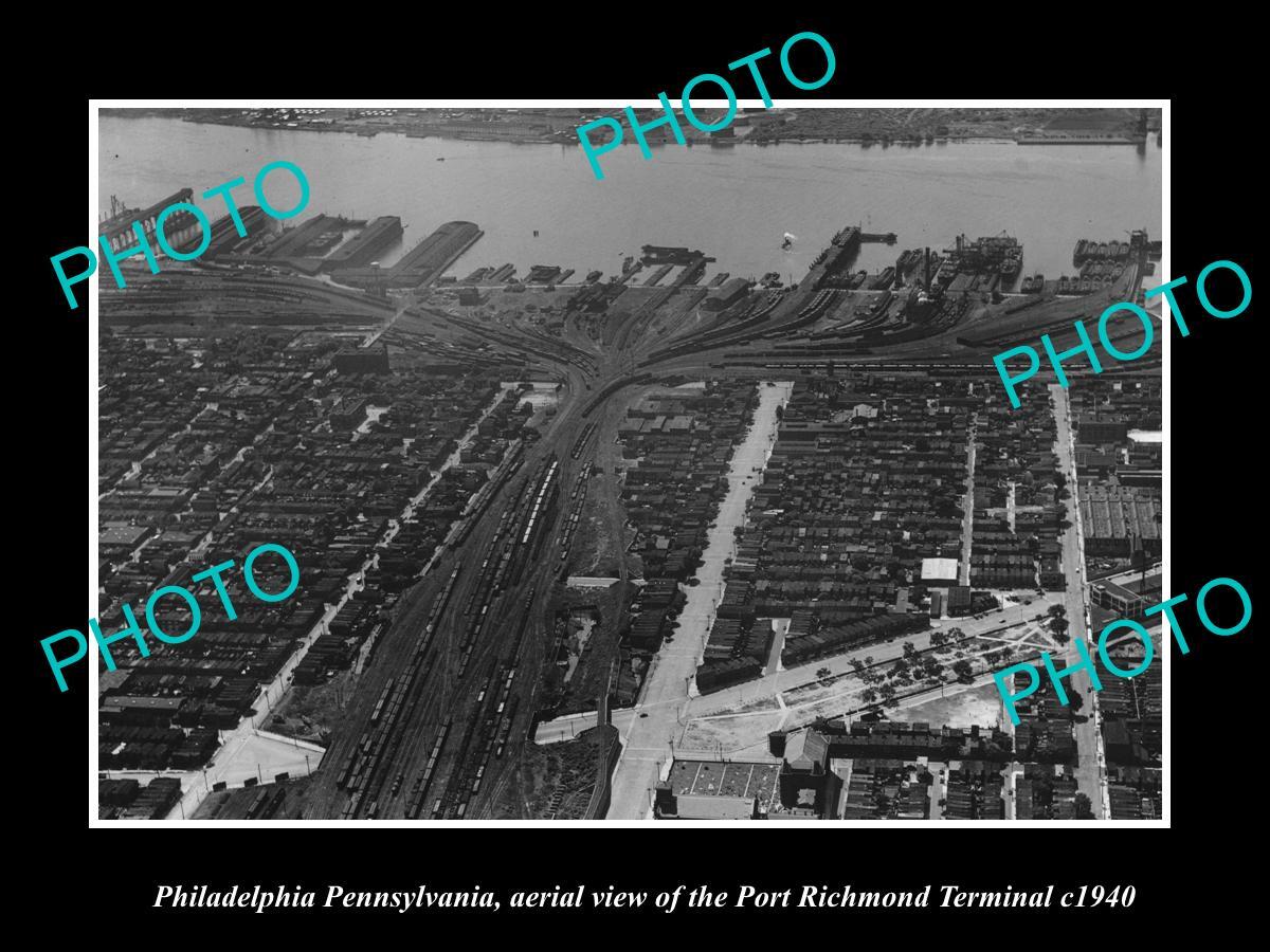 OLD LARGE HISTORIC PHOTO OF PHILADELPHIA PA AERIAL VIEW OF PORT RICHMOND c1940 OLD LARGE HISTORIC PHOTO OF PHILADELPHIA PA AERIAL VIEW OF PORT RICHMOND c1940