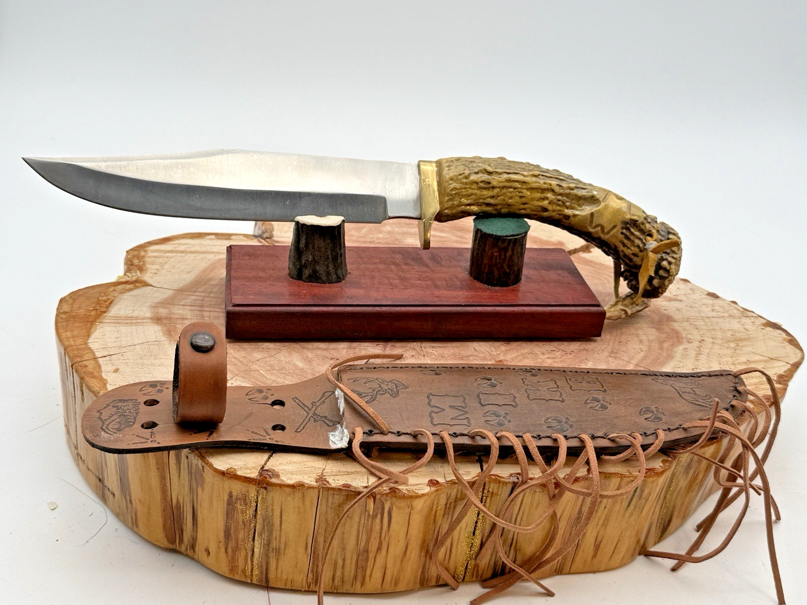 Vintage Mike\'s Handmade Stag Handled Hunting Knife--2260.26 Vintage Mike\'s Handmade Stag Handled Hunting Knife--2260.26