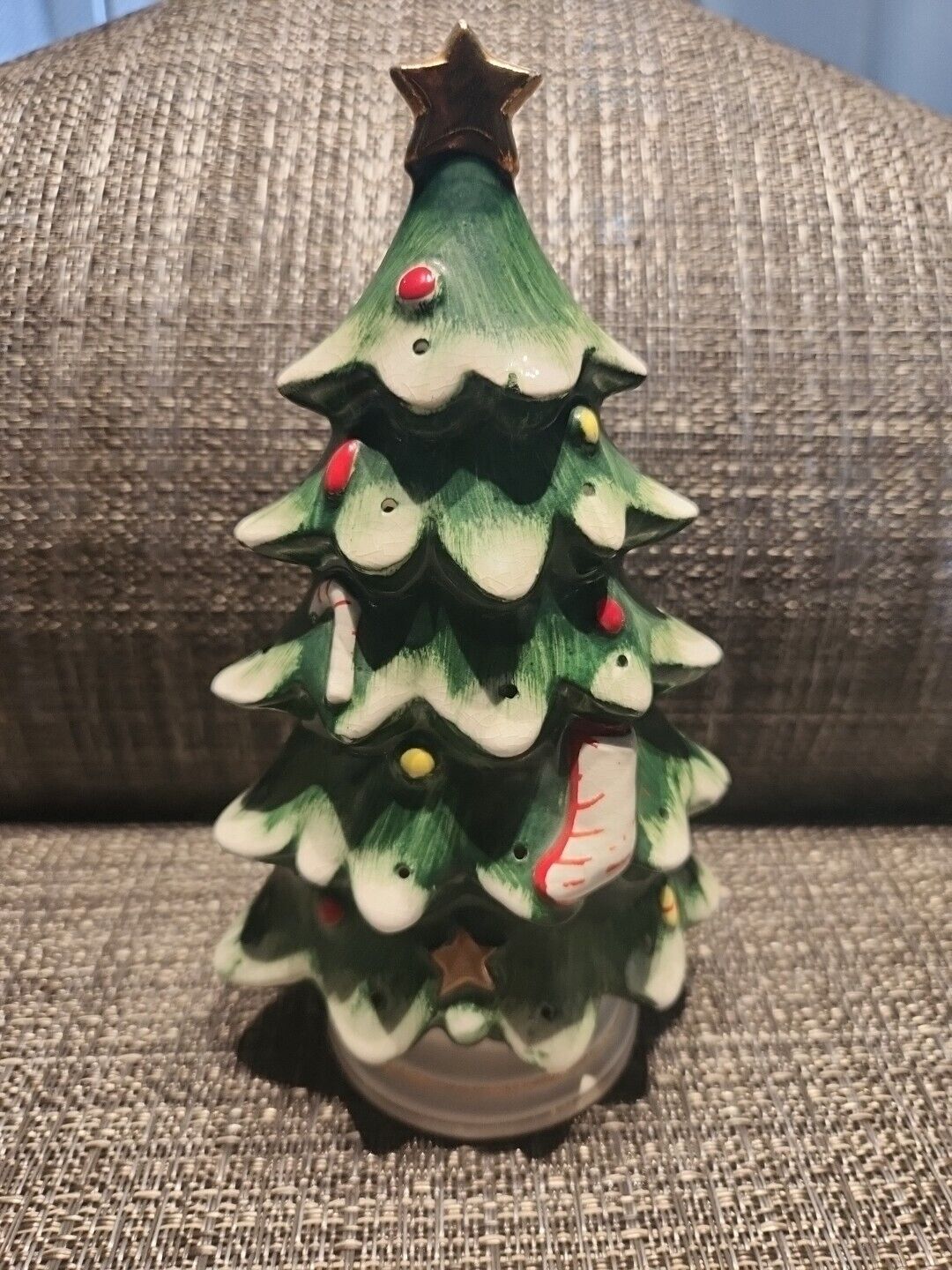 Lefton Christmas Tree Toothpick Hors D'oeuvre  Holder  Vtg 1957 Ceramic 054/96N