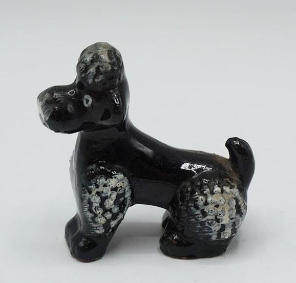 Black Poodle Dog Glazed Red Ware Clay Figurine Black Poodle Dog Glazed Red Ware Clay Figurine