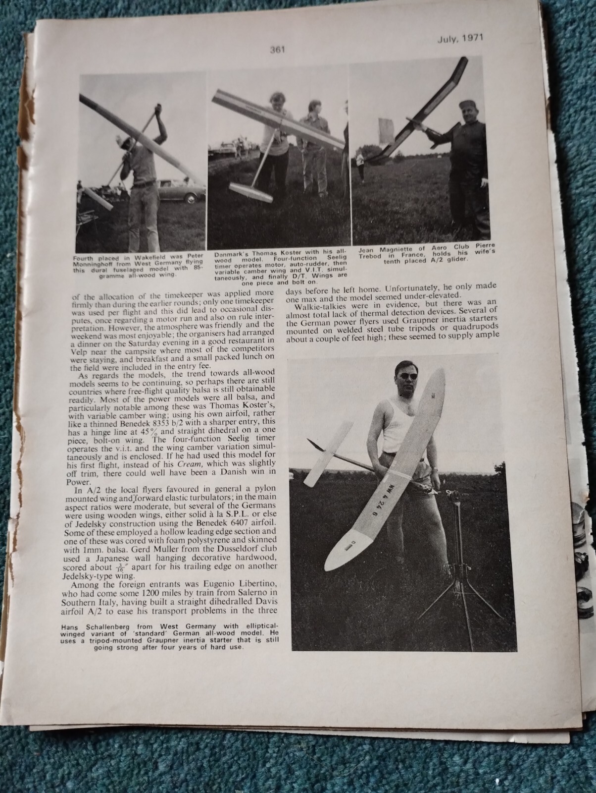 Sk10  Ephemera 1971 Picture Model Aeroplane Peter Monninghoff Thomas Koster 